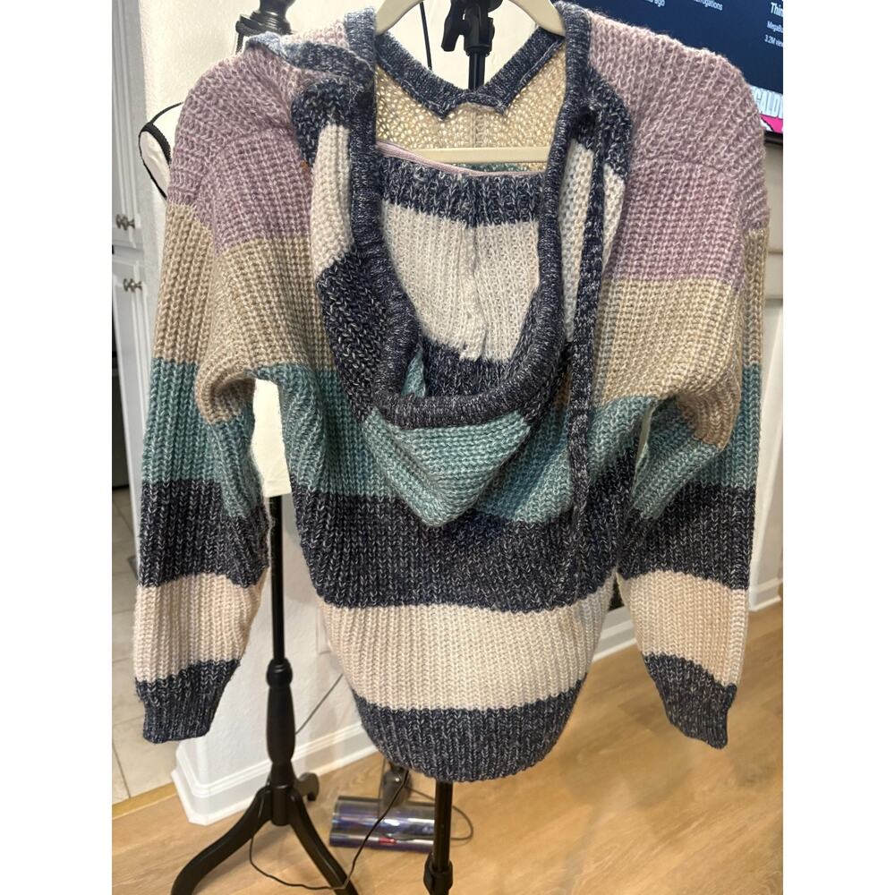 C&C California Striped Hooded Sweater Multicolor Size Small 4-8 - Picture 3 of 5